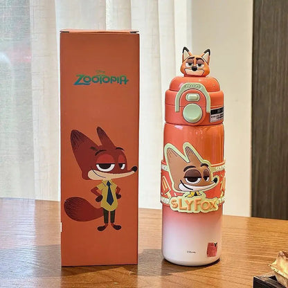 Thermos Inox 316 Design Animé avec Paille - Cadeau Étudiant