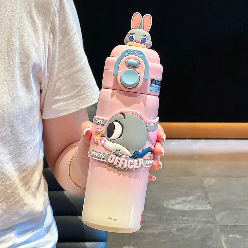 Thermos Inox 316 Design Animé avec Paille - Cadeau Étudiant