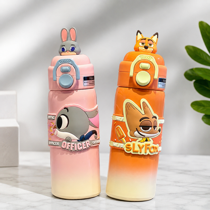 Thermos Inox 316 Design Animé avec Paille - Cadeau Étudiant