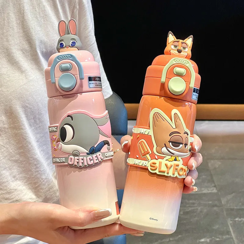 Thermos Inox 316 Design Animé avec Paille - Cadeau Étudiant